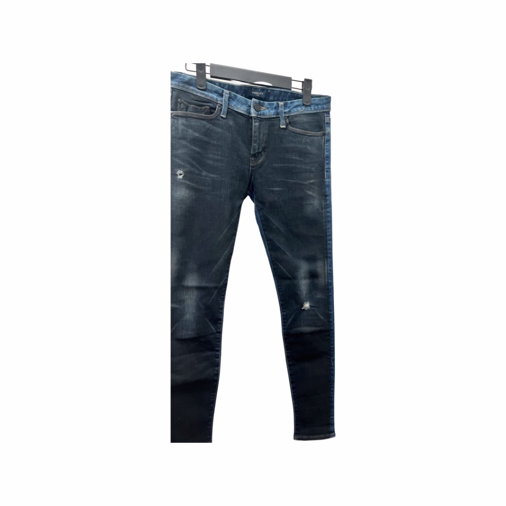 Fidelty Jeans Black And Blue Denim Distressed Jean
